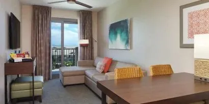 comfortable lounge and coworking space in dayrooms at Embassy Suites by Hilton Oahu Kapolei.