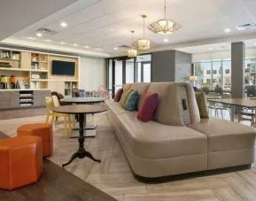 Stylish lobby area perfect as working space at the Home2 Suites by Hilton Warminster Horsham.