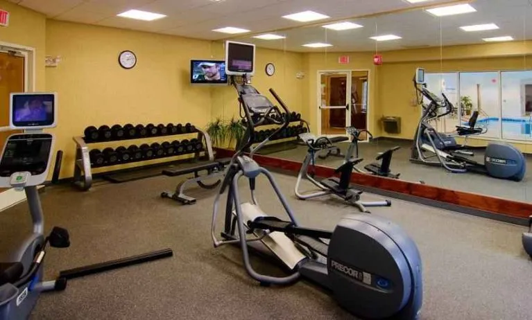 Fully equipped fitness center at the Hilton Garden Inn Clarksburg.
