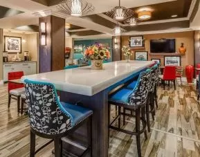 Funky lobby ideal for coworking at Hampton Inn San Francisco Airport.