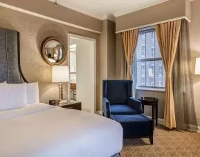 Comfortable delux king room at Hilton Milwaukee City Center.