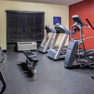Fitness center with treadmills and machines at the Hampton Inn Albuquerque, University-Midtown (UNM).