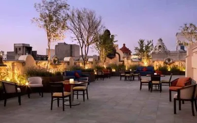 Beautiful outdoor terrace overlooking the historical center at the Hampton Inn & Suites Mexico City - Centro Historico.
