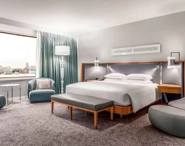 Beautiful king suite with view at the Hilton Rotterdam.