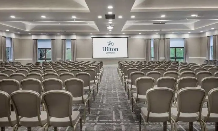 Professional confererence hall and meeting area at Hilton London Watford.