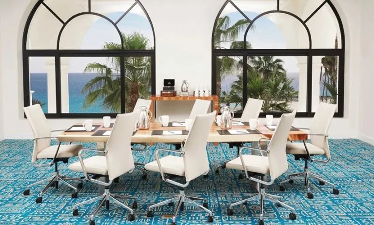 Bright meeting room at the Hilton Los Cabos Beach & Golf Resort.