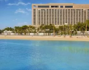 Beautiful beach in front of the hotel at the Jeddah Hilton.