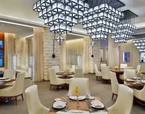 Dining area perfect as workspace at the Hilton Makkah Convention Hotel.