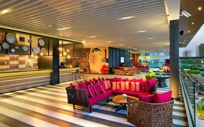 Beautiful hotel workspace with sofas at the DoubleTree by Hilton Sukhumvit Bangkok.