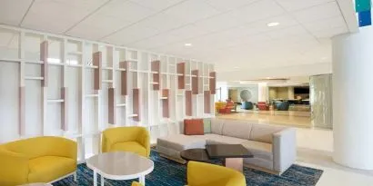 Lobby workspace at the Sheraton Miami Airport Hotel.