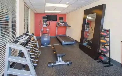 well-equipped fitness center at Hampton Inn & Suites Annapolis.