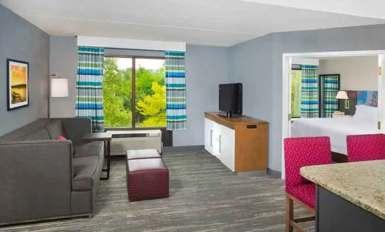 Living room perfect as workspace at Hampton Inn & Suites Annapolis.