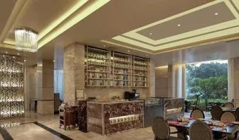 Hotel workspace at the DoubleTree Suites by Hilton Bangalore.