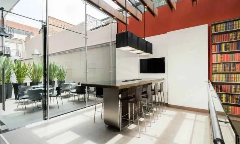 Bright hotel workspace at the Hampton By Hilton Bogota Usaquen.