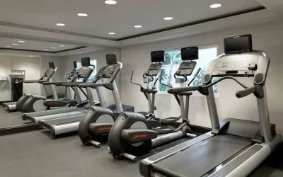 Fitness center with treadmills at Le Montrose.