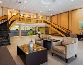 The hotel’s lobby lounge offers comfortable chairs and sofas, plus coffee tables.