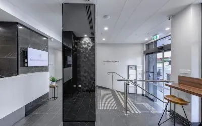 Lobby and coworking space at Hotel Kith.