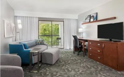 Living area in a day use room at Courtyard By Marriott Sarasota Bradenton Airport.
