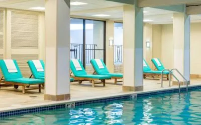 Refreshing indoor pool at Boston Marriott Newton.
