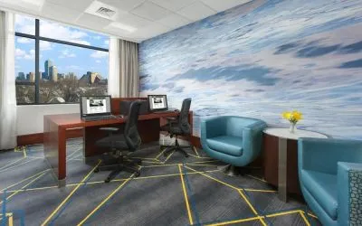 Dedicated business center with PC, internet, printers, and business desk at Courtyard Boston Cambridge.