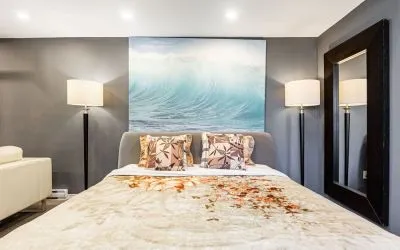 Romantic king room at Chez Joe.