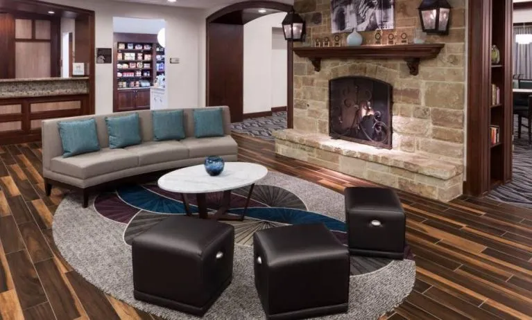 Lobby and coworking lounge at Homewood Suites By Hilton Denton.