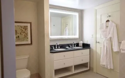 Spacious guest bathroom at Hilton Baton Rouge Capitol Center.