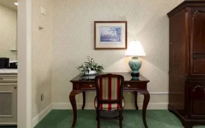Guest room workspace at The Bristol Hotel.
