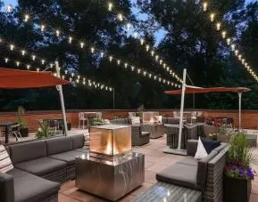 Relaxing outdoor lounge and terrace at Hilton Short Hills.