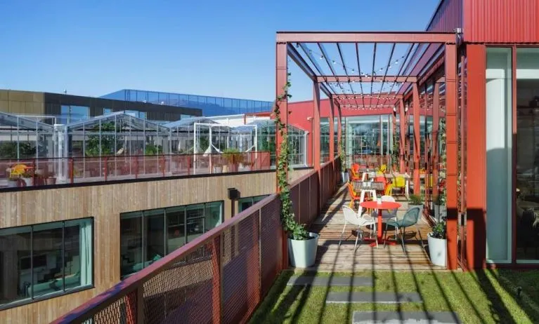 Rooftop terrace perfect for coworking at Zoku Copenhagen.