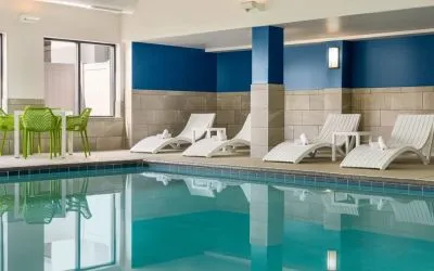 olimpic size indoor pool ideal for swimming laps at Hampton Inn Chicago-O'Hare International Airport.