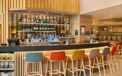 Bar and coworking space at Hampton By Hilton Dublin City Centre.