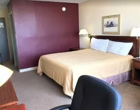 King bed at Norwood Inn & Suites La Crosse.