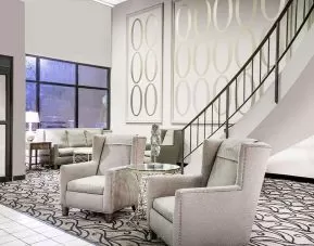 Lobby lounge at Norwood Inn & Suites La Crosse.