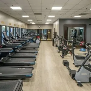 Fully equipped fitness center at Hilton Minneapolis.
