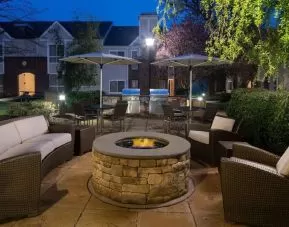 The hotel’s fire pit is has sofa and armchair seating around it, making it ideal for socializing or co-working.