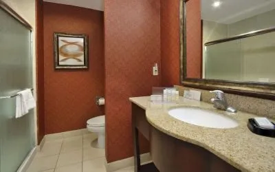 Private guest bathroom at Hampton Inn & Suites Conroe - I-45 North.