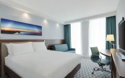Day use room with work station at Hampton By Hilton London Stansted Airport.