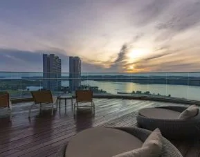 Beautiful rooftop terrace at Fraser Place Puteri Harbour.