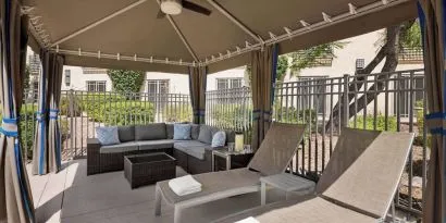 Cabanas and pool chairs at Hilton Scottsdale Resort & Villas.