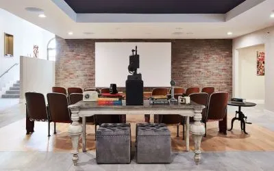 Meeting space and lounge at Hotel Dena, Pasadena Los Angeles.