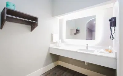 Guest bathroom at Palace Inn I-10 West & Beltway 8.