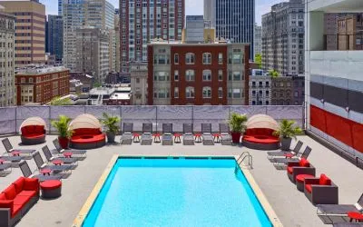 Stunning outdoor pool at Sonesta Philadelphia Rittenhouse Square.
