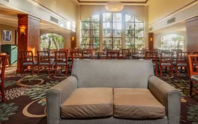 Lobby and lounge at Sonesta ES Suites Anaheim Resort Area.