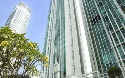 Hotel exterior at Fraser Residence Sudirman Jakarta.