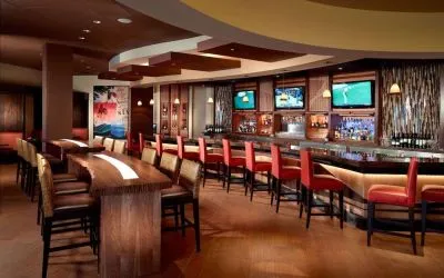 Cozy hotel bar at Sonesta Nashville Airport.