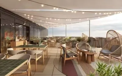 Romantic rooftop bar at Hilton Garden Inn Debrecen City Centre.