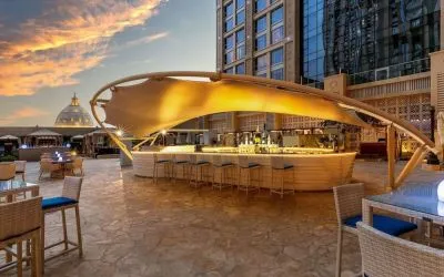 Rooftop bar at Hilton Dubai Al Habtoor City.