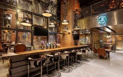 Cozy hotel bar at Hilton Dubai Al Habtoor City.