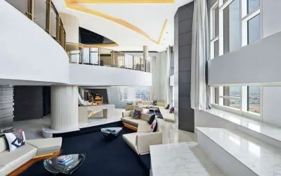 Lobby and hotel entrance at V Hotel Dubai.
